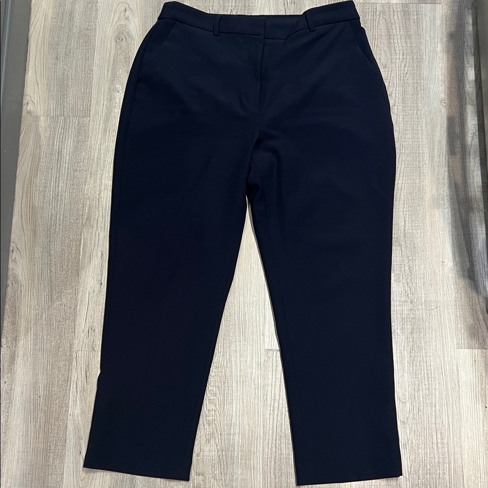 Express Editor Studio Stretch Twill Super High Waist Straight Ankle Pant -Navy